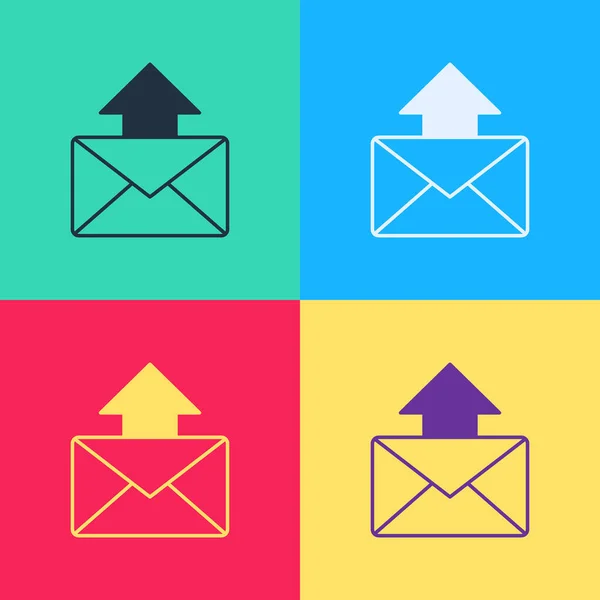 流行艺术邮件和电子邮件图标孤立的颜色背景 信封符号电子邮件 电子邮件信息签名 — 图库矢量图片
