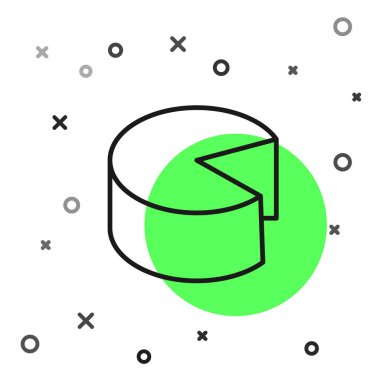 Siyah çizgi peynir simgesi beyaz arkaplanda izole edilmiş. Vektör.