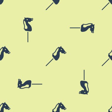 Mavi oyuncak at ikonu sarı arka planda izole edilmiş pürüzsüz desen. Vektör.