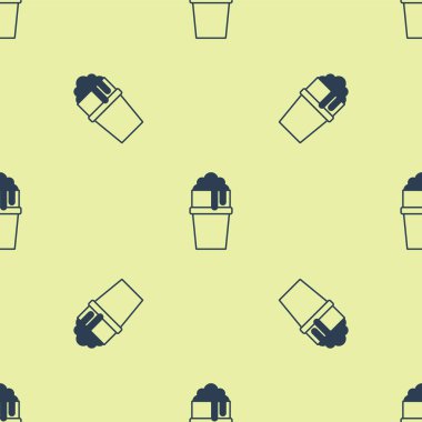 Sarı arka planda mavi cam ikon izole edilmiş kusursuz desen. Vektör.