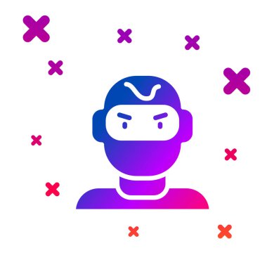 Renk Hırsızı maskesi simgesi beyaz arkaplanda izole edildi. Haydut maskesi, suçlu adam. Kademeli rastgele dinamik şekiller. Vektör.