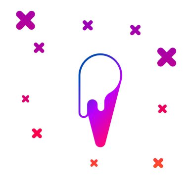 Beyaz arkaplanda izole edilmiş waffle külahlı renkli dondurma. Güzel sembol. Kademeli rastgele dinamik şekiller. Vektör.