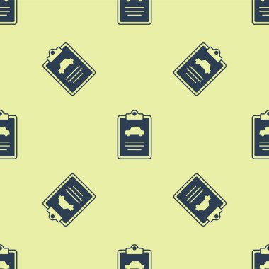 Mavi Araba teftiş ikonu sarı arka planda izole edilmiş pürüzsüz desen. Araba servisi. Vektör.