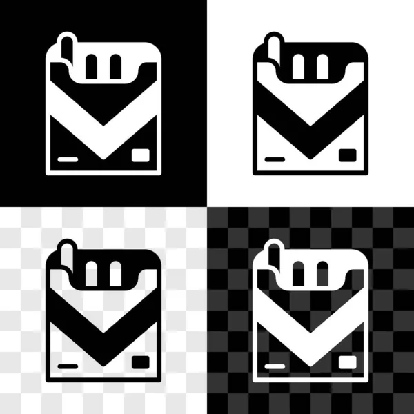 Set Cigarettes Pack Box Icon Isolated Black White Transparent Background — Stock Vector