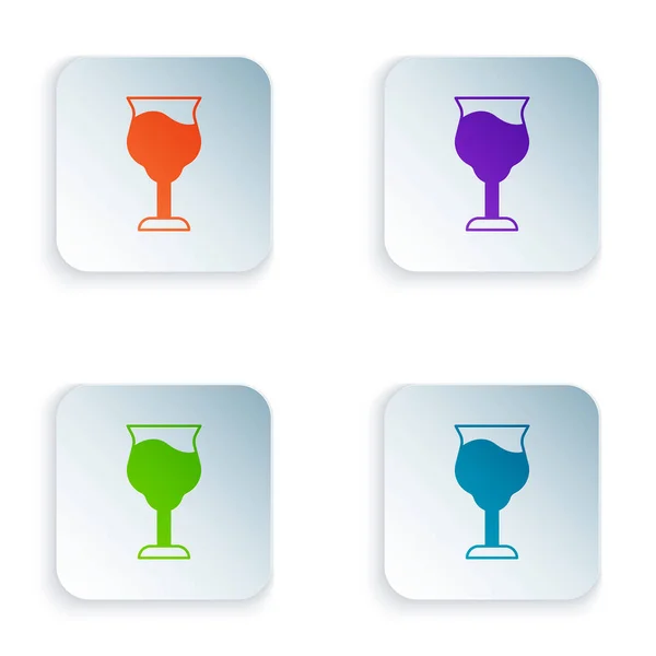 Color Wine Glass Icon Isolated White Background Wineglass Sign Set — Stock Vector