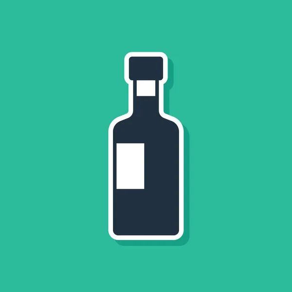 Blue Wine Fles Pictogram Geïsoleerd Groene Achtergrond Vector — Stockvector