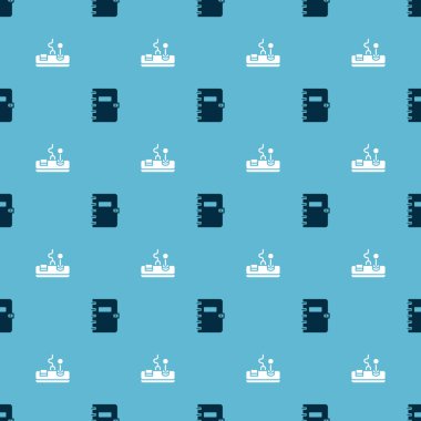 Spiral defter ve Gamepad 'i kusursuz desene ayarlayın. Vektör.