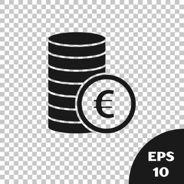 Şeffaf arka planda izole edilmiş avro sembollü kara para. Bankacılık işareti. Para sembolü. Vektör.