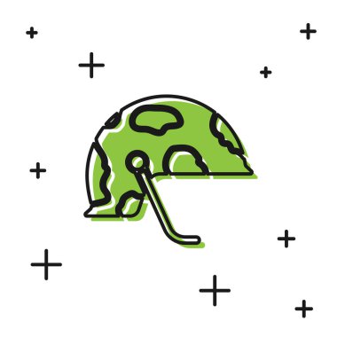 Beyaz arka planda siyah askeri miğfer ikonu izole edildi. Ordu şapkasının savunma ve koruma sembolü. Koruyucu şapka. Vektör.