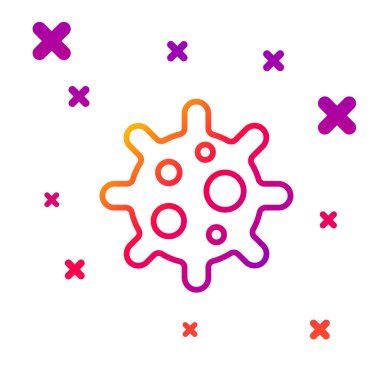 Beyaz arkaplanda renk çizgisi Virüs simgesi izole edildi. Corona virüsü 2019-nCoV. Bakteri ve mikroplar, hücre kanseri, mikrop, mantar. Kademeli rastgele dinamik şekiller. Vektör.