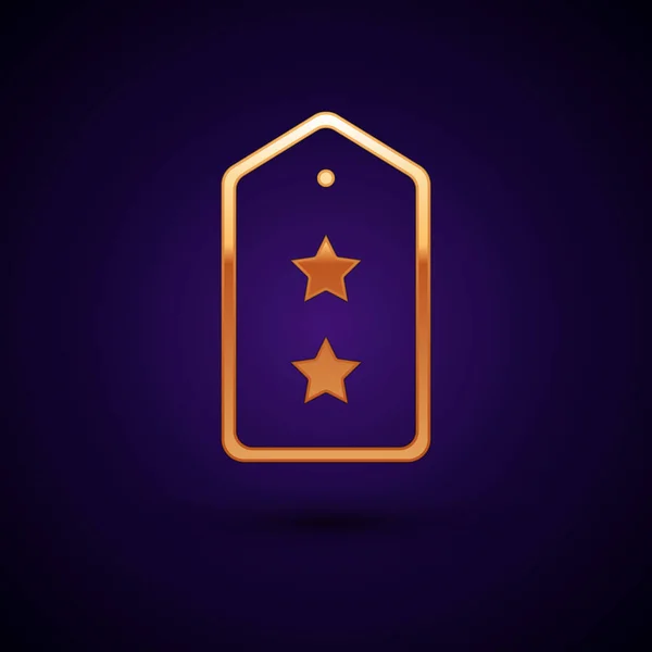 Ікона Золотого Військового Звання Ізольована Чорному Тлі Знак Військового Значка — стоковий вектор