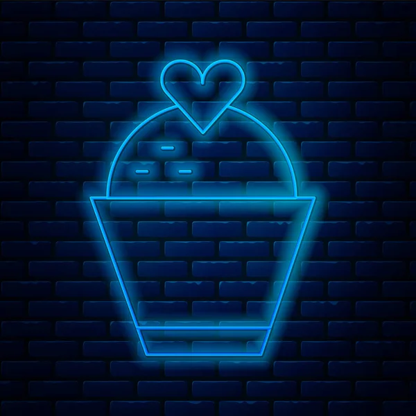 Brillante Línea Neón Pastel Boda Con Icono Del Corazón Aislado — Vector de stock