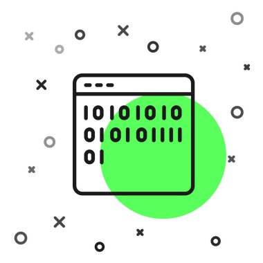 Siyah çizgi ikili kod simgesi beyaz arkaplanda izole edildi. Vektör.