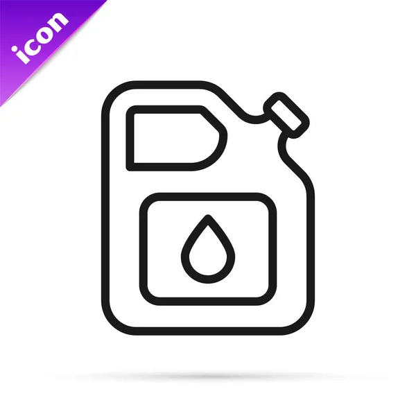 Černá Linka Kanystr Pro Benzín Ikona Izolované Bílém Pozadí Ikona — Stockový vektor