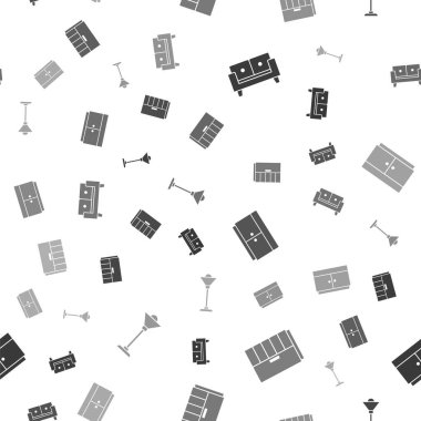 Koltuk, gardırop, göğüs çekmeceleri ve yer lambasını pürüzsüz desenlere ayarlayın. Vektör