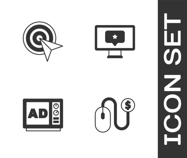 Stel Reclame Doel Monitor Met Sterrenpictogram Vector — Stockvector