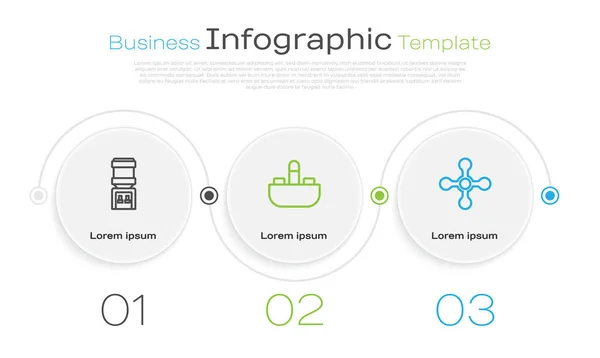 Definir Linha Refrigerador Água Lavatório Com Torneira Água Modelo Infográfico — Vetor de Stock