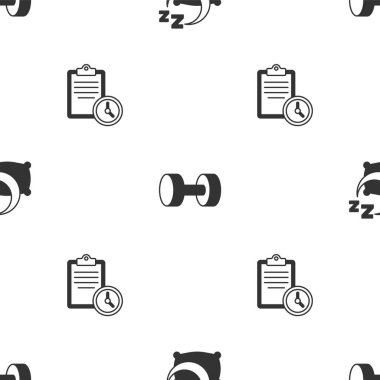 Uyuma zamanı, Dumbbell ve Sport eğitim programı kusursuz bir düzen içinde. Vektör