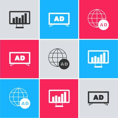 Grafik grafiği, reklam ve simge ile monitörü ayarla. Vektör