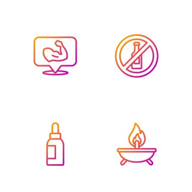 Aroma mumu, temel yağ şişesi vücut geliştirme kası ve alkol yok. Renk simgeleri. Vektör