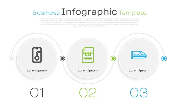 Set Line City Map Navigation Taxi Kørekort Højhastighedstog Business Infografik – Stock-vektor