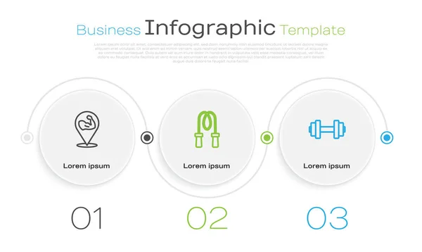 Fijar Línea Músculo Culturista Saltar Cuerda Mancuerna Plantilla Infografía Empresarial — Vector de stock