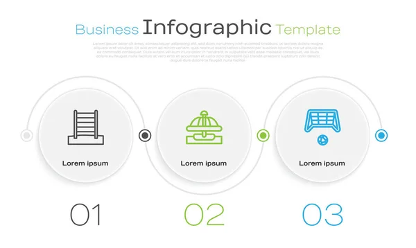 Установите Шведскую Стенку Карусель Гол Созидателя Мячом Бизнес Инфографический Шаблон — стоковый вектор