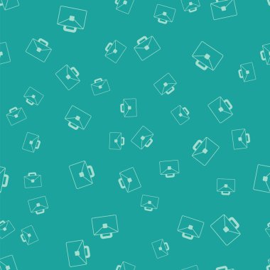 Yeşil Evrak Çantası simgesi, yeşil arkaplanda kusursuz desen izole etti. İş ilanı. İş portföyü. Vektör.