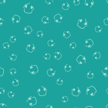 Yeşil kulaklık simgesi yeşil arka planda izole edilmiş pürüzsüz desen. Kulaklıklar. Müzik, hizmet, iletişim ve operatör konsepti. Vektör.