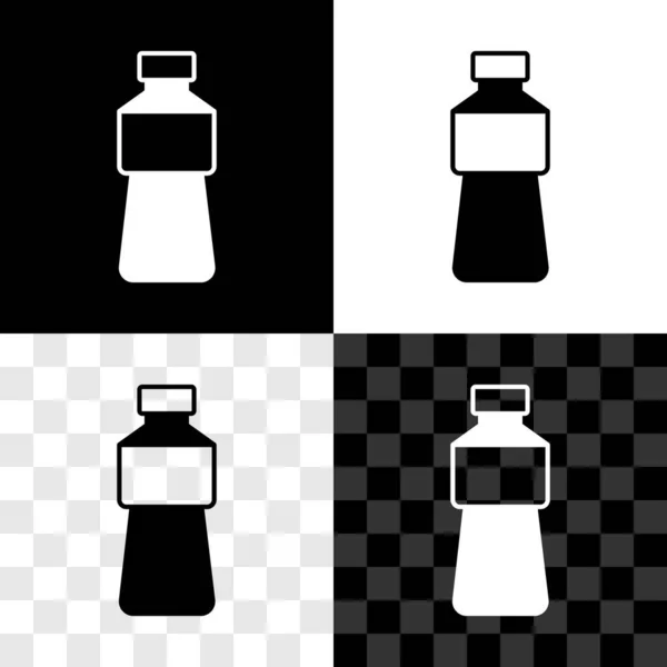 Set Bouteille Icône Eau Isolé Sur Fond Noir Blanc Transparent — Image vectorielle