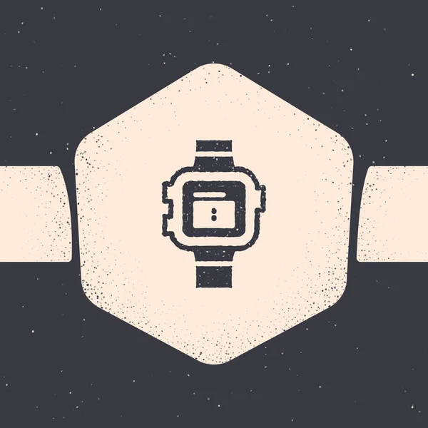 Muñeca Grunge Icono Del Reloj Aislado Sobre Fondo Gris Icono — Archivo Imágenes Vectoriales