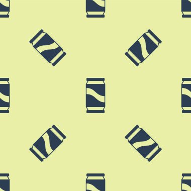 Mavi Bira ikonu sarı arkaplanda izole edilmiş kusursuz desen oluşturabilir. Vektör.