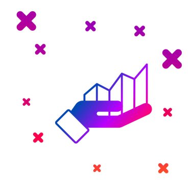 Renkli pasta grafiği bilgi simgesi beyaz arkaplanda izole edildi. Diyagram çizelgesi. Kademeli rastgele dinamik şekiller. Vektör.