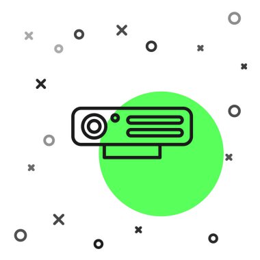 Siyah çizgi web kamera simgesi beyaz arkaplanda izole edildi. Sohbet kamerası. Web kamerası simgesi. Vektör.