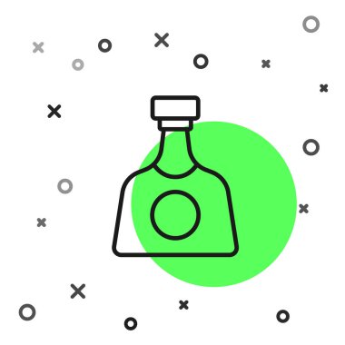 Siyah çizgi tekila şişesi ikonu beyaz arka planda izole edilmiş. Meksika alkolü. Vektör.