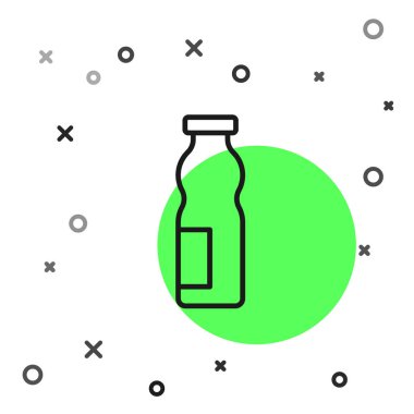 Siyah çizgi, beyaz arka planda izole edilmiş şişe ikonunda yoğurt içmek. Vektör.