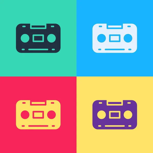Pop Art Retro Audio Cassette Tape Icon Isolated Color Background — Stock Vector