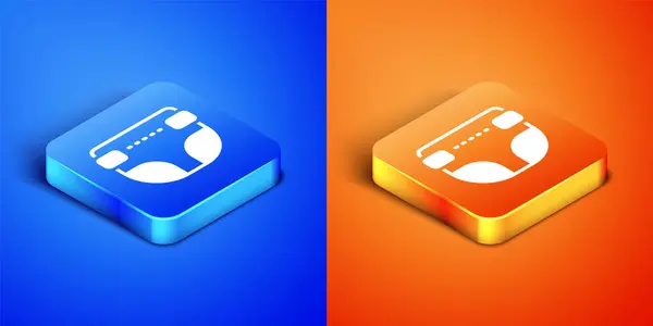 Isometric Adult Diaper Icon Isolated Blue Orange Background Square Button — Stock Vector