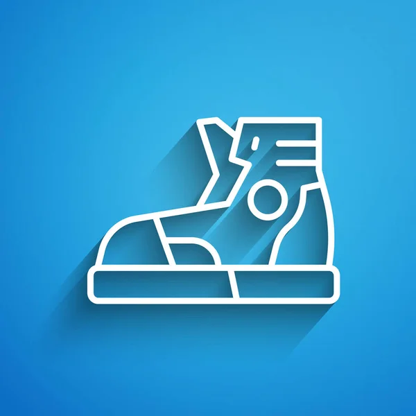Біла Лінія Взуття Фітнес Кросівок Тренувань Піктограма Бігу Ізольована Синьому — стоковий вектор