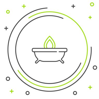 Beyaz arkaplanda izole edilmiş çizgi Aroma mum simgesi. Renkli taslak konsepti. Vektör.