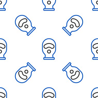 Çizgi kar maskesi simgesi beyaz arkaplanda izole edilmiş kusursuz desen. Kış sporları için bir parça kıyafet ya da bir suçlu ya da hırsız için bir maske. Renkli taslak konsepti. Vektör.