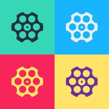 Pop Art Revolver silindir simgesi renk arkaplanında izole edildi. Vektör.