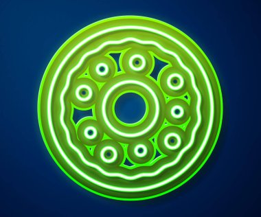 Parlak neon çizgili donut, mavi arka planda izole edilmiş tatlı jöleli simge. Vektör.