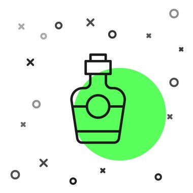 Siyah çizgi tekila şişesi ikonu beyaz arka planda izole edilmiş. Meksika alkolü. Vektör.