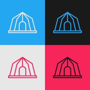 Pop Art Line Sirk simgesi renk arkaplanında izole edilmiş. Karnaval kamp çadırı. Eğlence parkı. Vektör.
