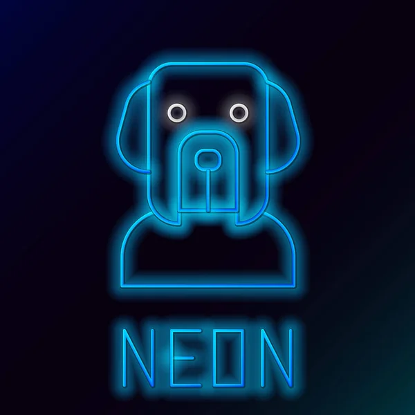 Zářící Neonová Čára Ikona Psa Izolovaná Černém Pozadí Barevný Koncept — Stockový vektor
