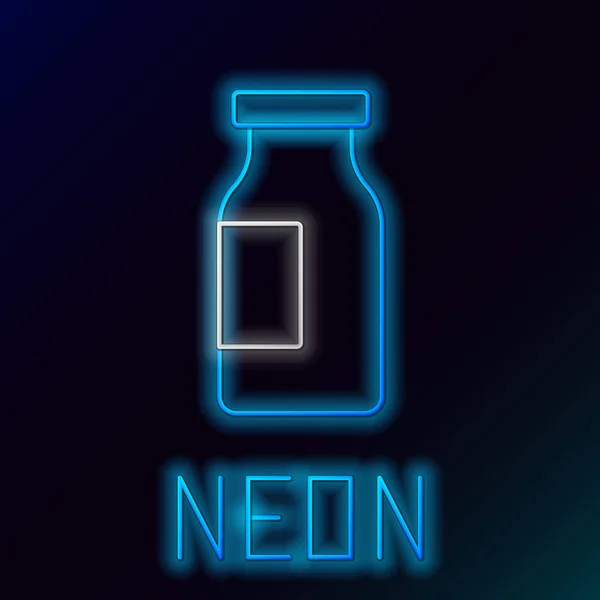 Gloeiende Neon Lijn Gesloten Glazen Fles Met Melk Pictogram Geïsoleerd — Stockvector