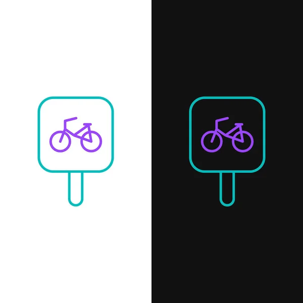 Line Fietsenstalling Pictogram Geïsoleerd Witte Zwarte Achtergrond Kleurrijk Concept Vector — Stockvector