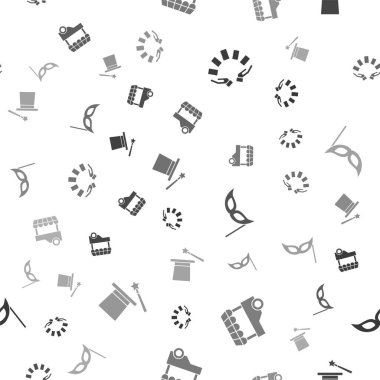 El ele oyun kartları, Fast Street yemek arabası, Festivalsel maske ve sihirli şapka asası. Vektör