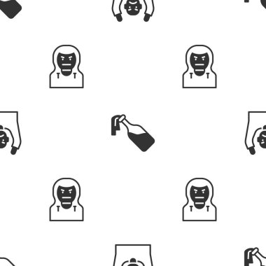 Hırsız ellerini kaldırsın, Kokteyl molotofu ve maske taksın. Vektör